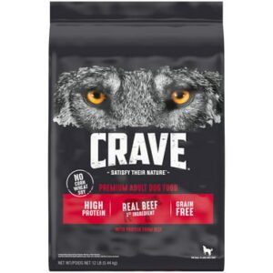 CRAVE Grain Free Adult Dry Dog Food with Protein from Beef, 22 lb. Bag